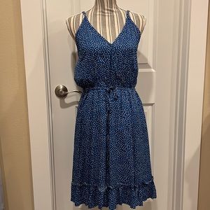New Blue polka dot dress Sz L